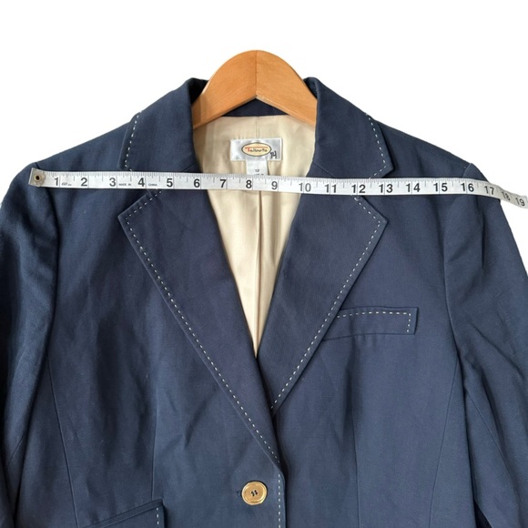Talbots Womens Navy Blue Linen Blend Two Button Business Blazer Size 12 - Picture 9 of 14